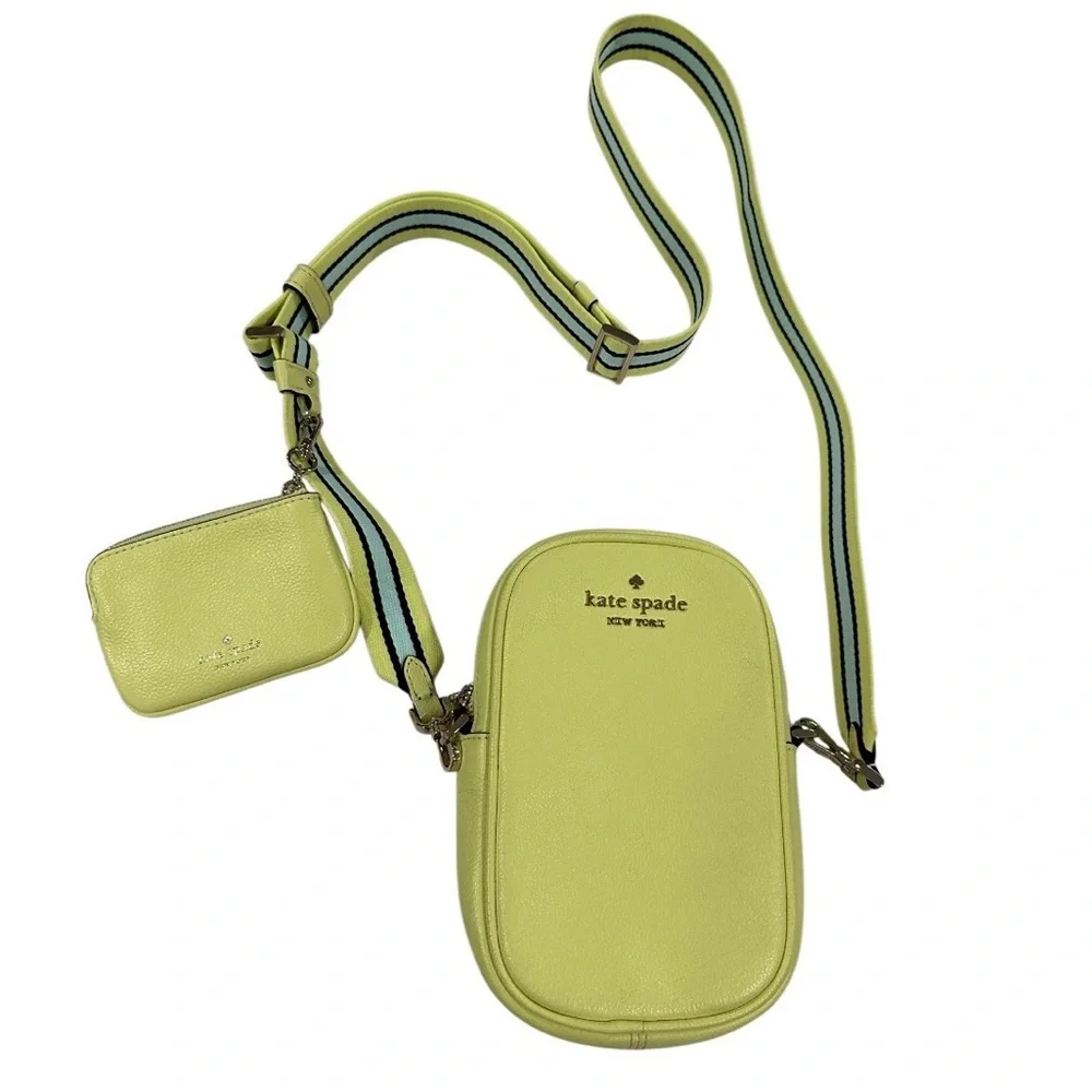 Kate Spade Rosie North South Zip Phone Crossbody  (Melon Rind/Neon Yellow) NWOT - Picture 4 of 7